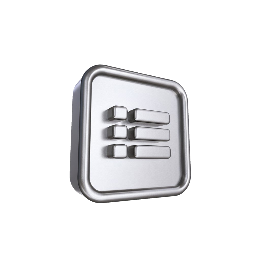 metal square with lines on it like buttlet points